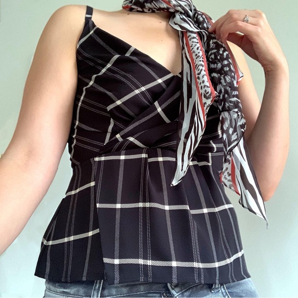 cabi NWT Check Crossover Cami, black/white plaid, size 4, Fall 20 - Picture 1 of 8